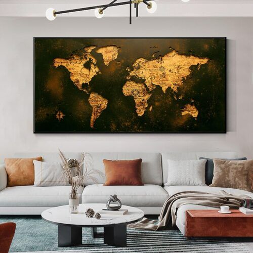 tableau carte du monde style industriel